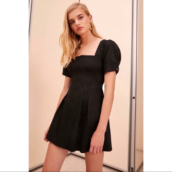 black puff sleeve mini dress